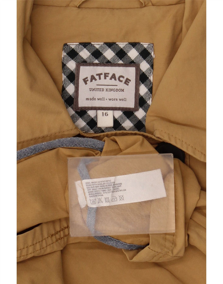 Fat Face Dame Dobbeltradet Trench Coat UK 16 Stor Beige Bomuld