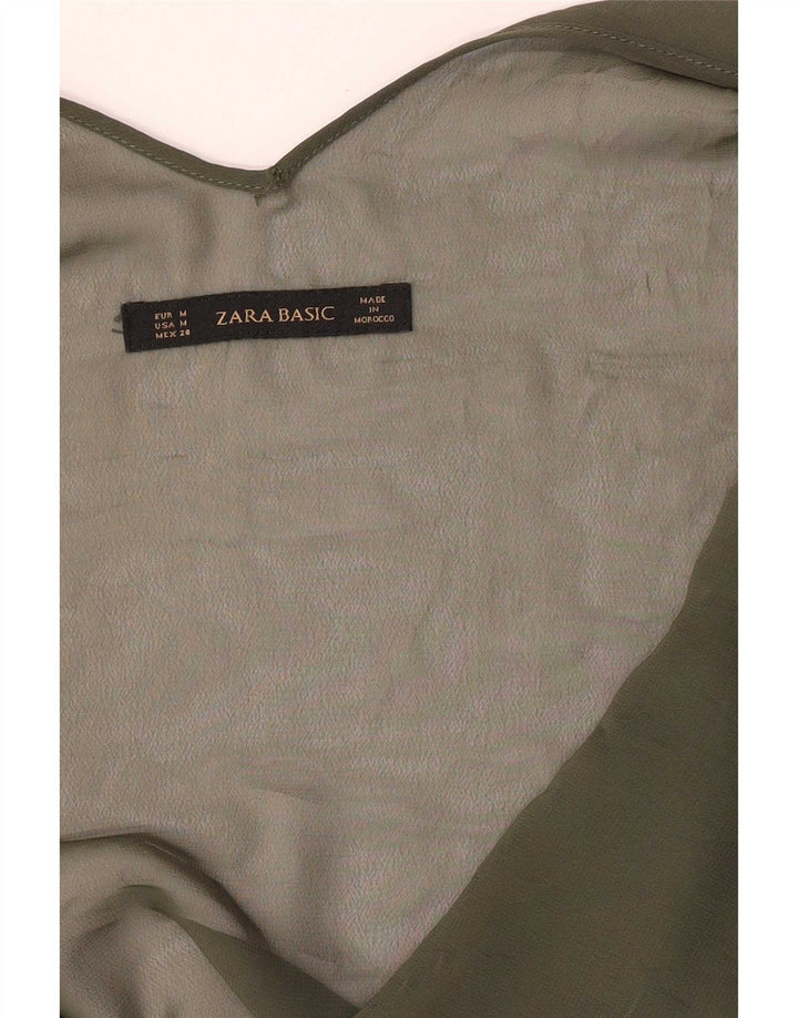Zara Dame Se Through Crop Top UK 12 Medium Khaki