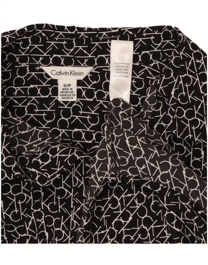Calvin Klein Dame grafisk skjorte bluse UK 10 Small Black Designer