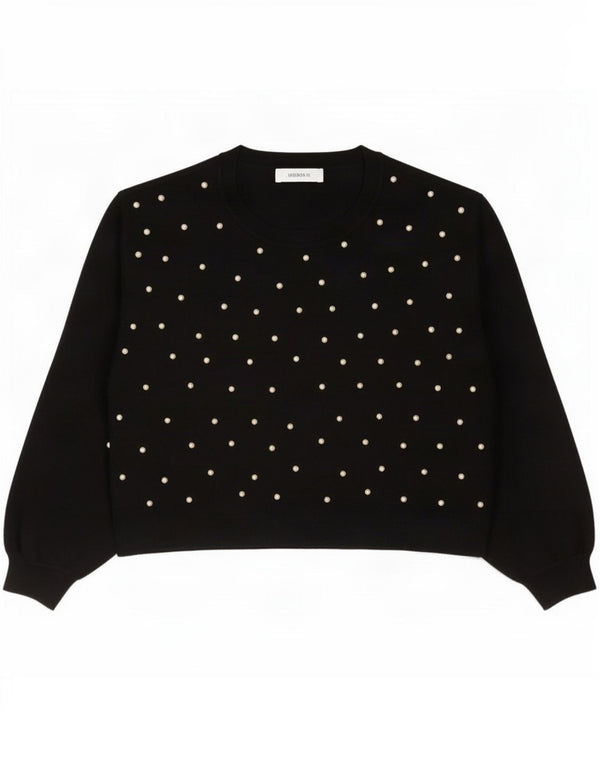 Zara Womens Crop Oversized Boat Neck Jumper Sweater UK 14 Medium Black