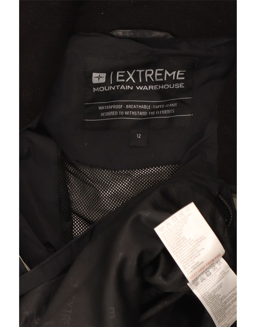 Mountain Warehouse Dame Regnfrakke med hætte UK 12 Medium Sort Nylon