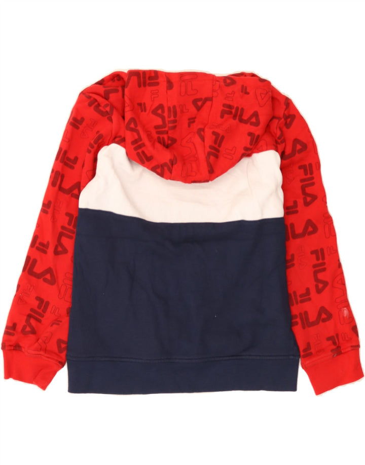 FILA Boys Hoodie Jumper 10-11 Years Large Multicoloured Colourblock Vintage Fila and Second-Hand Fila from Messina Hembry 