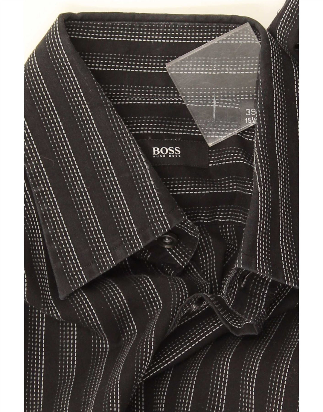 Hugo Boss Herreskjorte Str. 39 15 1/2 Medium Sort Stribet