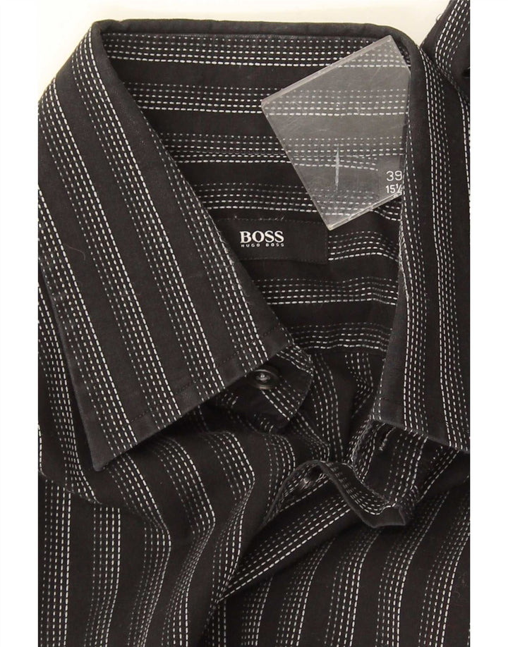 Hugo Boss Herreskjorte Str. 39 15 1/2 Medium Sort Stribet