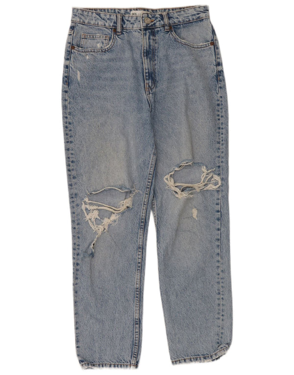 Zara Dame nødlidende højtaljede tilspidsede jeans EU 40 Medium W30 L28 Blå