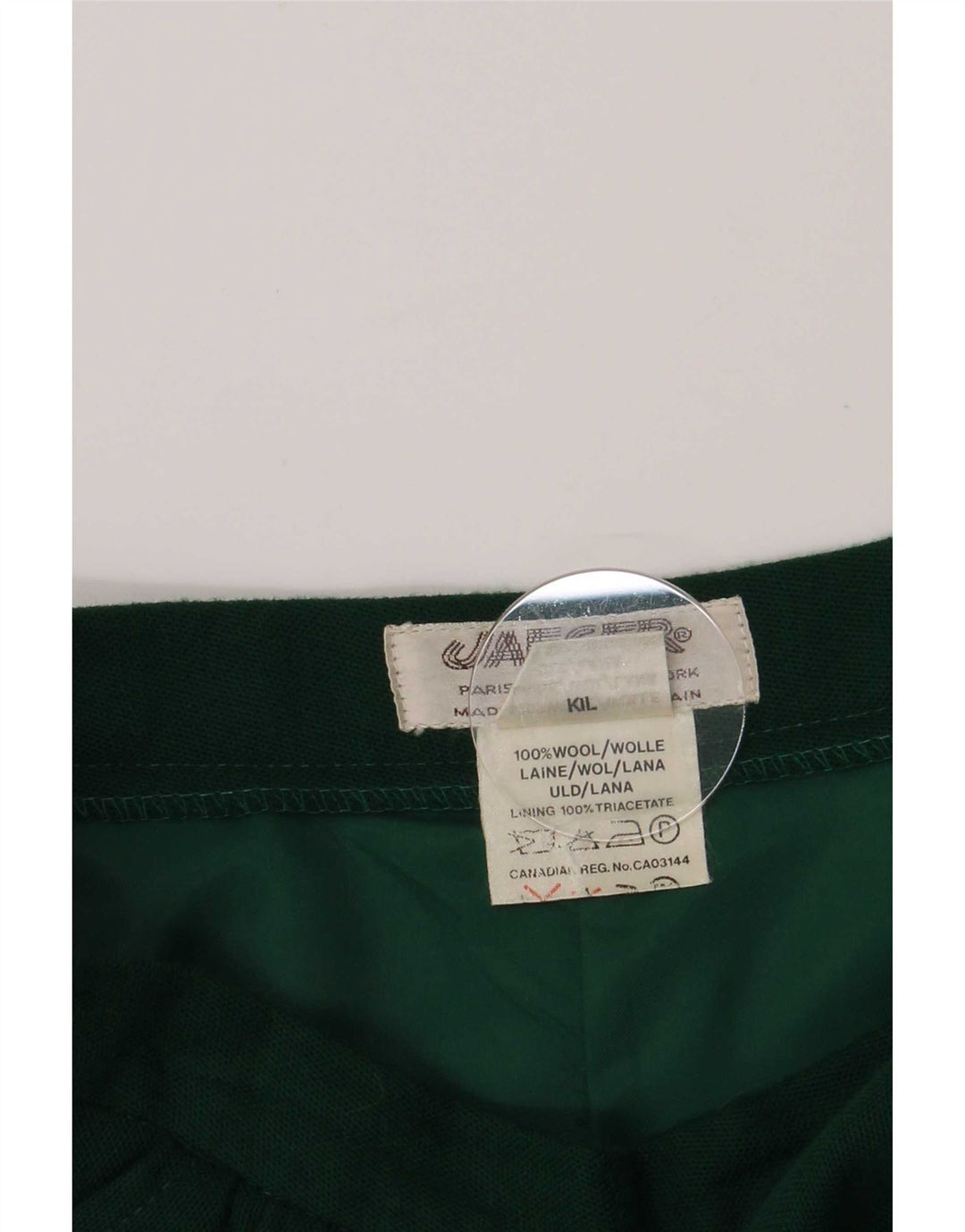 Jaeger Dame A-Line nederdel UK 14 Medium W26 Grøn uld