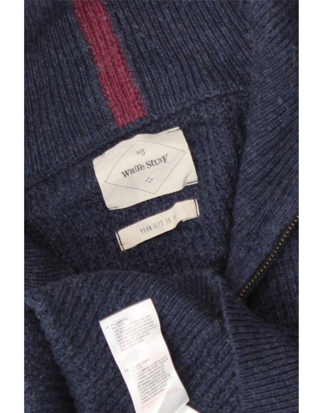 White Stuff Herre Zip Neck Jumper Sweater XL Navy Blue Lammeuld
