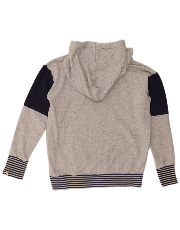 Puma Graphic Hoodie Jumper UK 12 Medium Grey Colourblock Bomuld