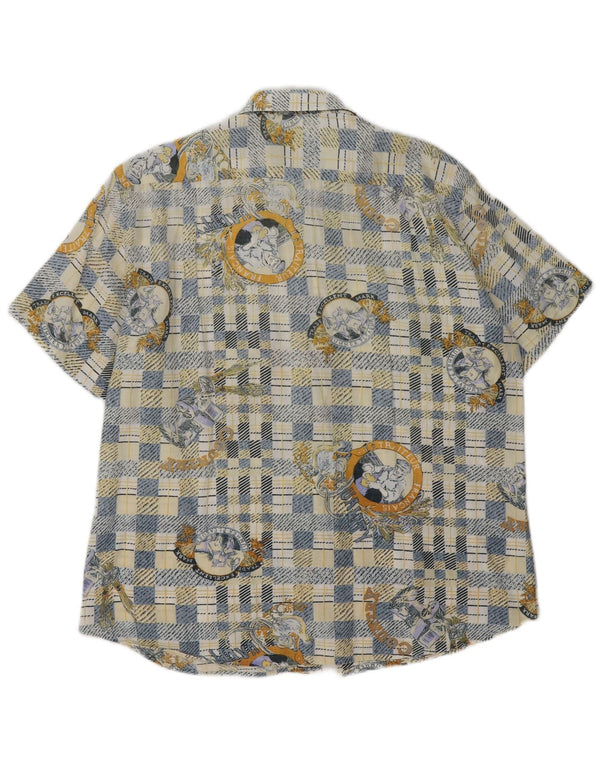 Vintage herre grafisk kortærmet skjorte medium blå ternet