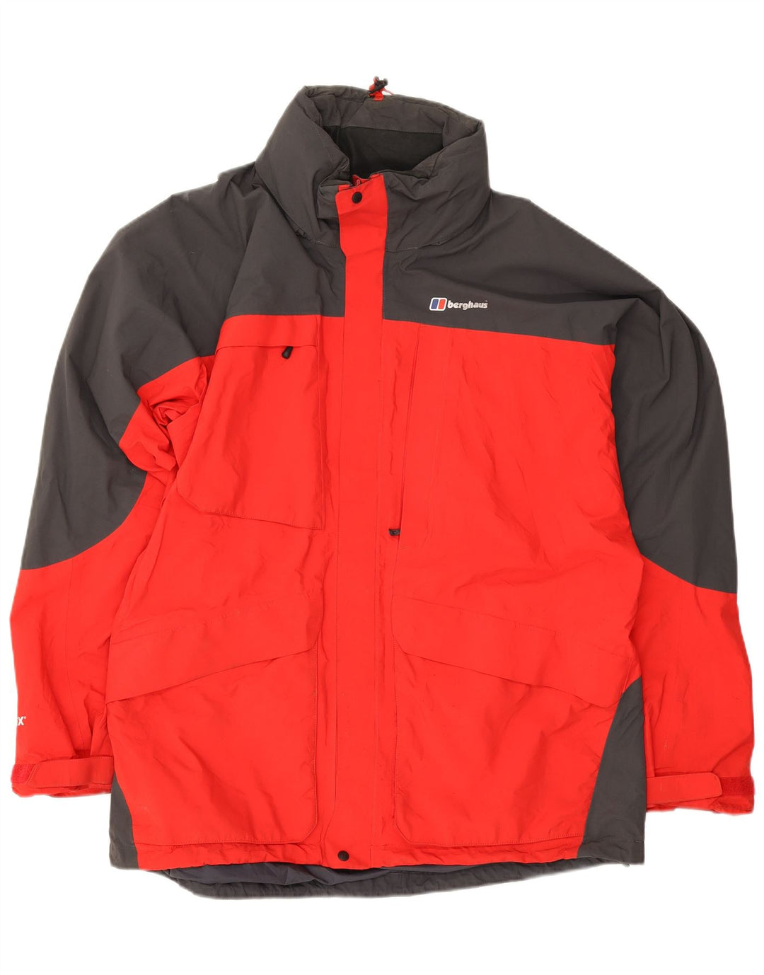 Berghaus Regnjakke med hætte til mænd UK 44 2XL Rød Colourblock Polyamid