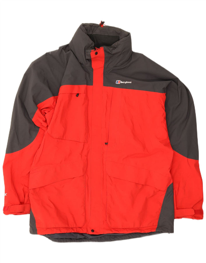 Berghaus Regnjakke med hætte til mænd UK 44 2XL Rød Colourblock Polyamid