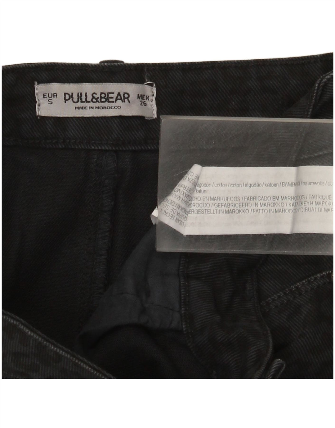 Pull & Bear Dame Denim Nederdel Small W26 Black Animal Print Bomuld