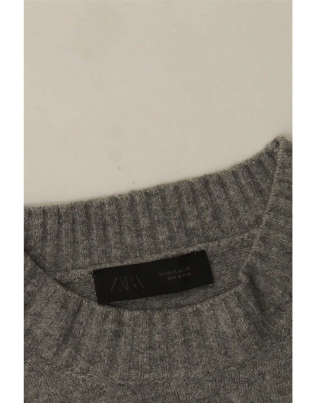 Zara Dame Oversized Crew Neck Jumper Sweater UK 10 Small Grey