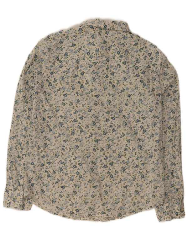 Benetton Womens Shirt UK 10 Small White Floral Cotton