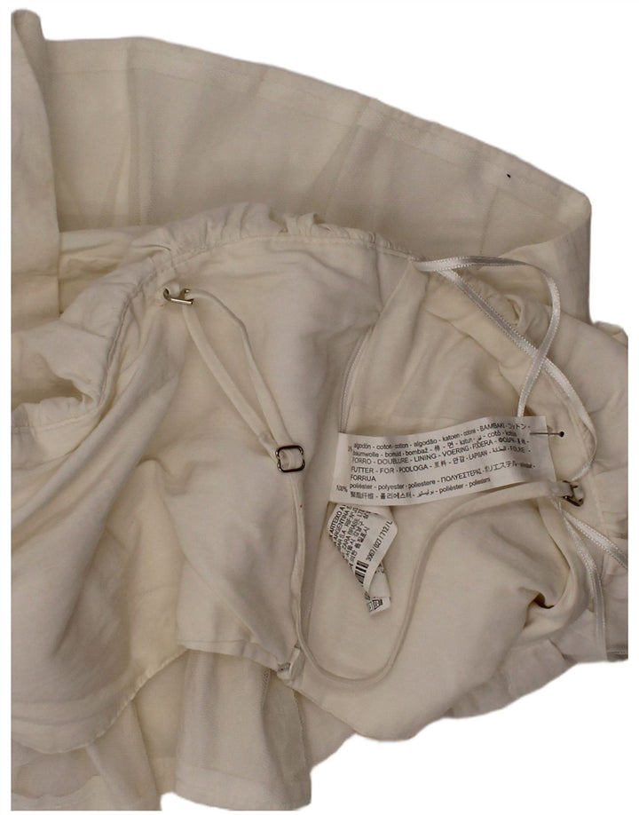 Zara Dame Ærmeløs Tiered Crop Top Stor hvid Bomuld