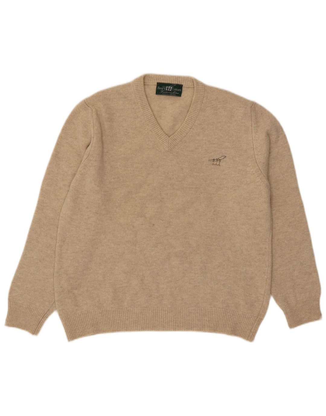 Henry Cottons Herre V-hals sweater Medium Beige Uld