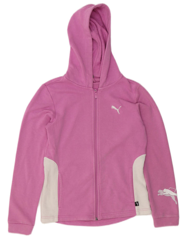Puma piger grafisk hættetrøje med lynlås 13-14 år Pink Colourblock