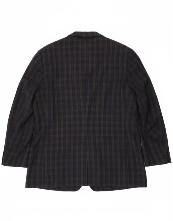 Burberrys Blazerjakke til mænd med 2 knapper UK 46 3XL Marineblå Ternet Virgin Wool