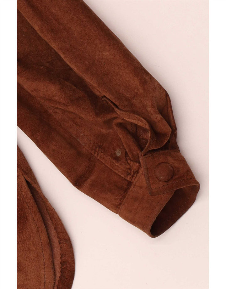 Vintage Dame Overshirt Ruskindsskjorte UK 12 Medium Brown