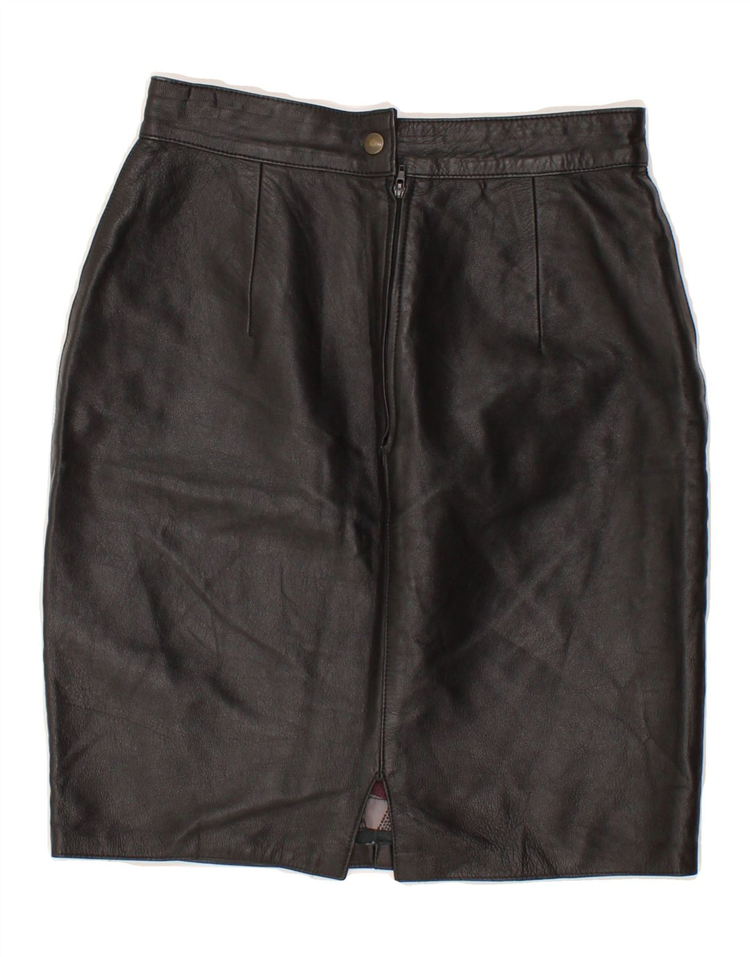 VINTAGE Womens Leather Skirt IT 40 Small W26 Black Leather Vintage Vintage and Second-Hand Vintage from Messina Hembry 