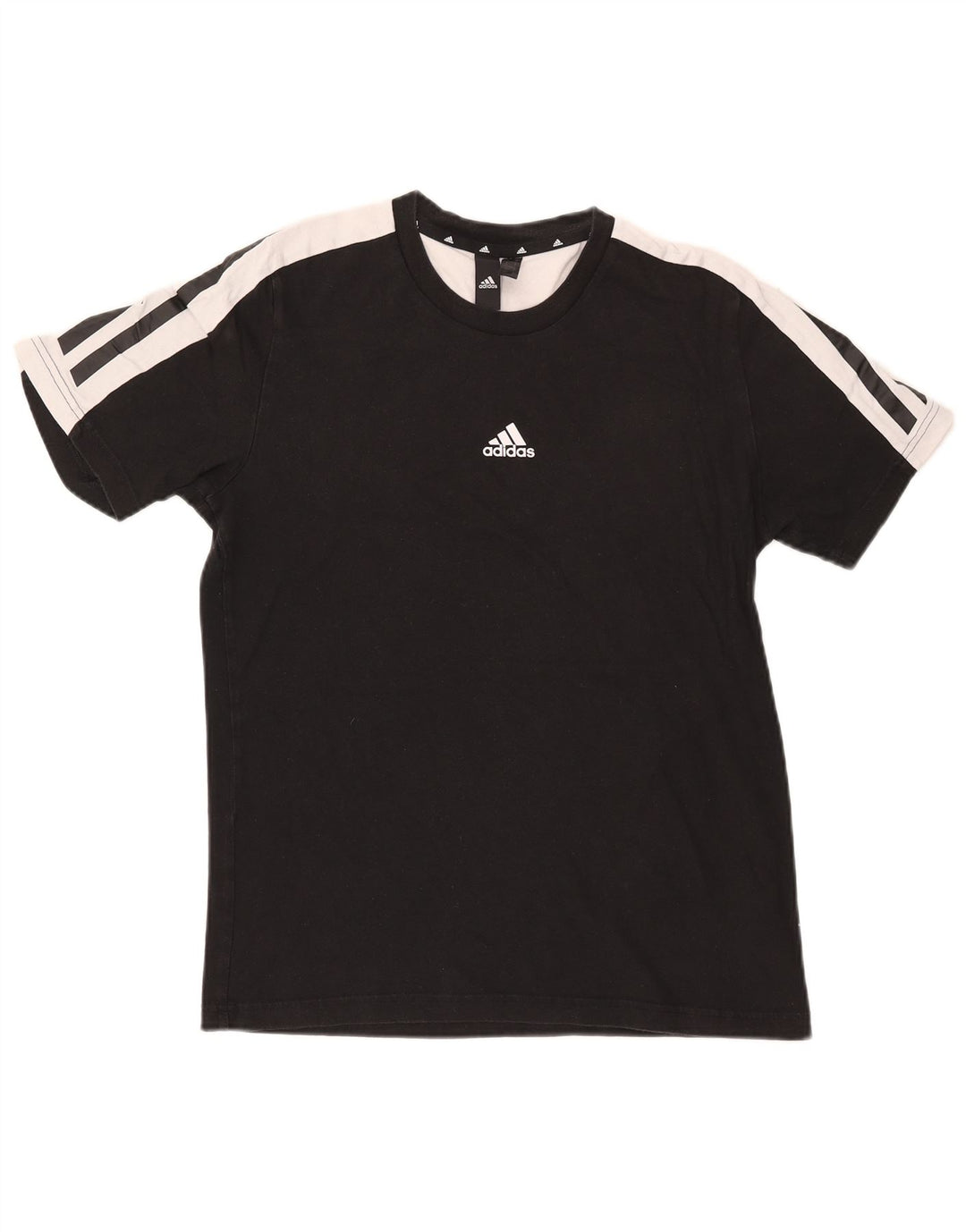 Adidas Herre T-Shirt Top Lille Sort Colourblock Bomuld