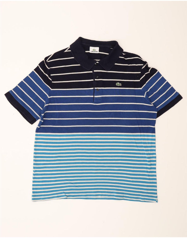 Lacoste herre poloskjorte str. 6 XL Blå stribet bomuld