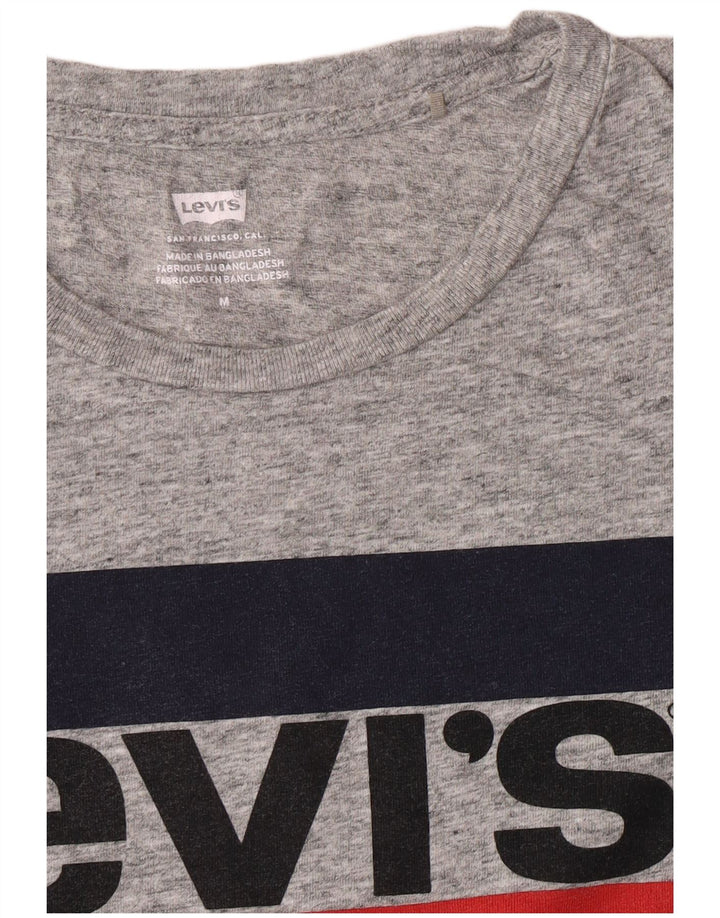 Levi's Grafisk T-shirt top til kvinder UK 14 Medium Grå Flecked