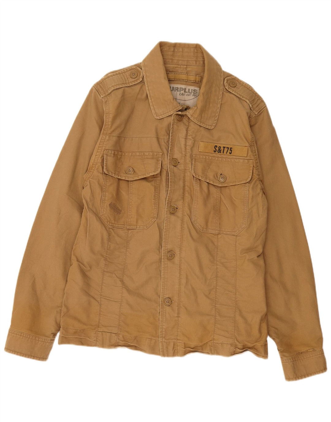 SURPLUS Herre Military Jacket UK 42 XL Beige Bomuld