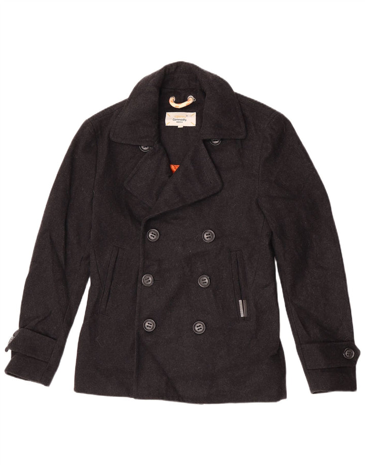 Superdry Herre Commodity Pea Coat UK 36 Small Black Wool