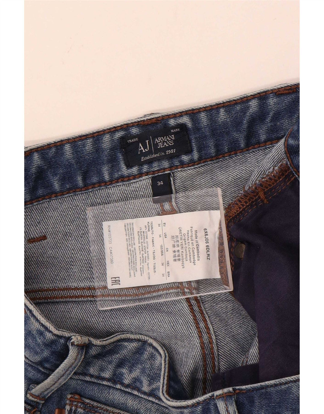 Armani Herre Slim Jeans W34 L34 Blå Bomuld