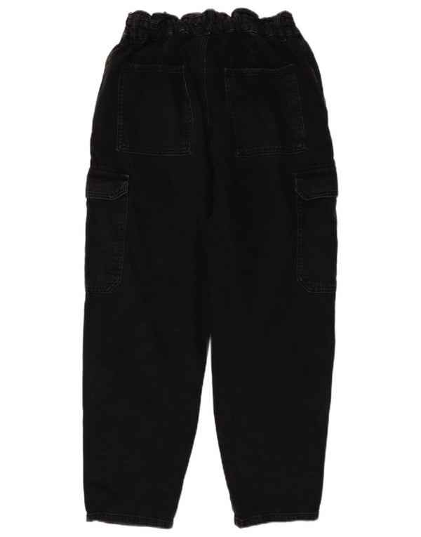 Zara Womens High Rise Cargo Loose Jeans EU 40 Medium W30 L24 Sort