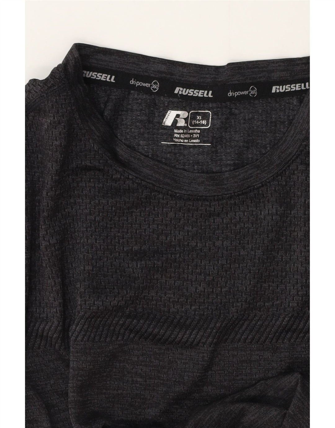 RUSSELL ATHLETIC Drenge Dri-Power T-Shirt Top 14-15 år XL Grå Flecked