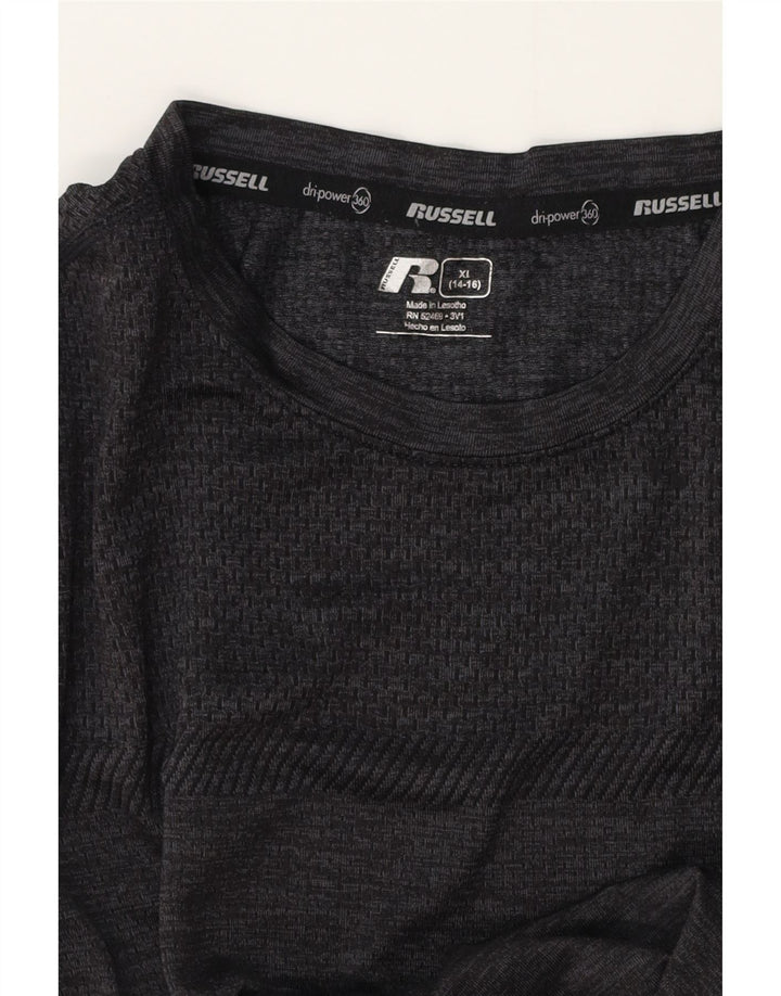 RUSSELL ATHLETIC Drenge Dri-Power T-Shirt Top 14-15 år XL Grå Flecked