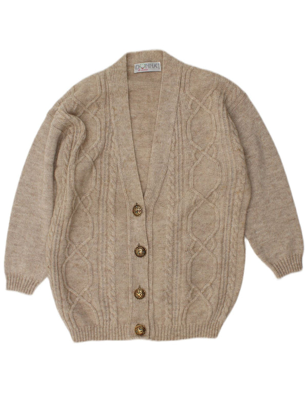 Vintage oversized cardigan sweater til kvinder UK 14 Medium Beige Uld