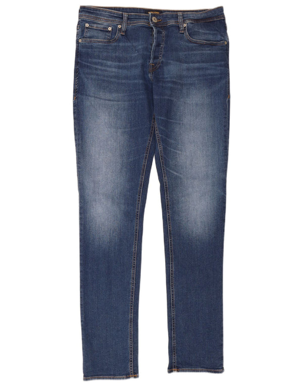 Jack & Jones Herre skinny jeans med lav talje W34 L34 blå bomuld