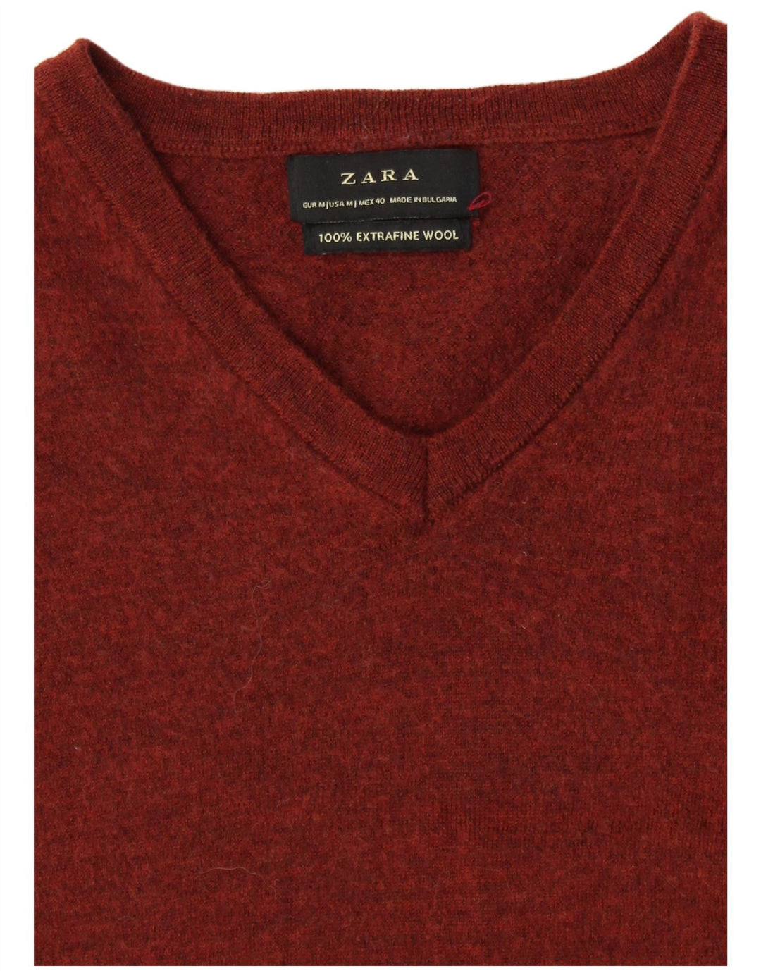 ZARA Womens Crop V-hals sweater UK 12 Medium Brun Uld