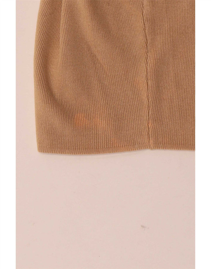 Zara Womens Crop Vest Top UK 12 Medium Beige Viscose