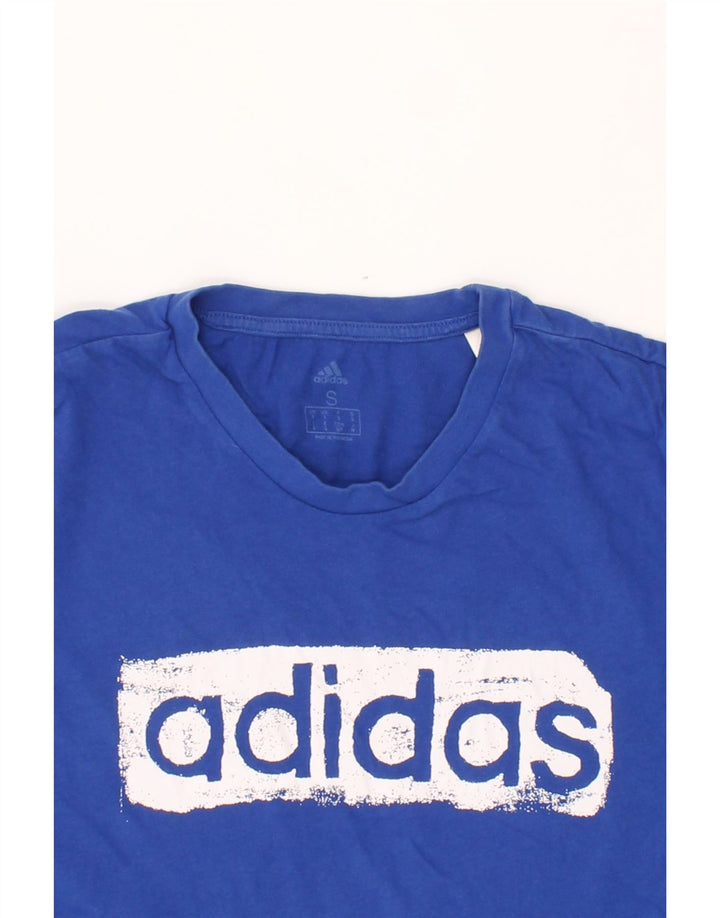ADIDAS Mens Graphic T-Shirt Top Small Blue Vintage Adidas and Second-Hand Adidas from Messina Hembry 