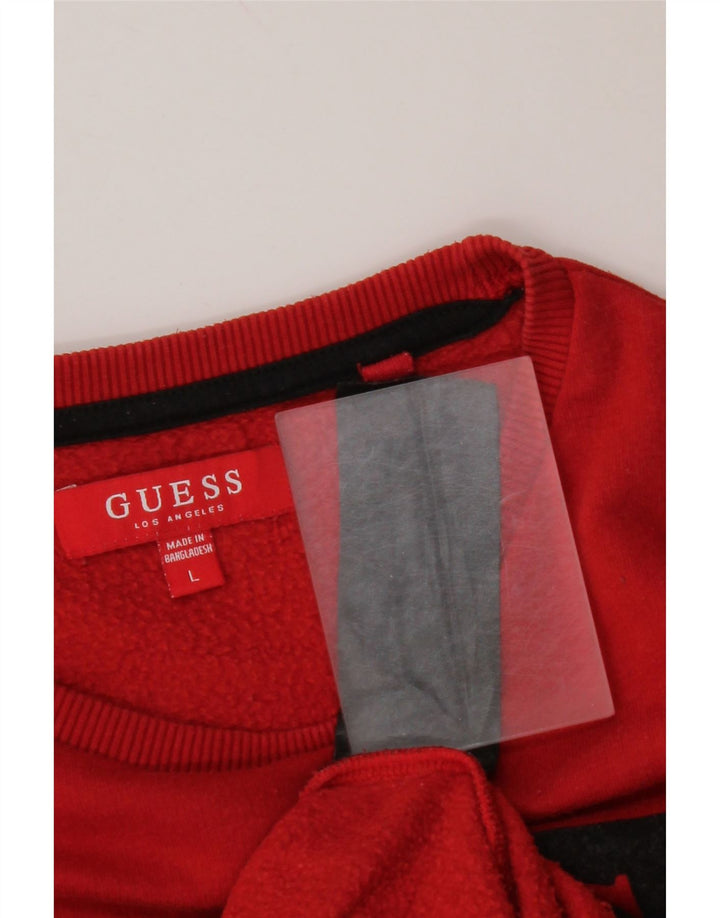 GUESS Grafisk sweatshirt til mænd, stor rød bomuld