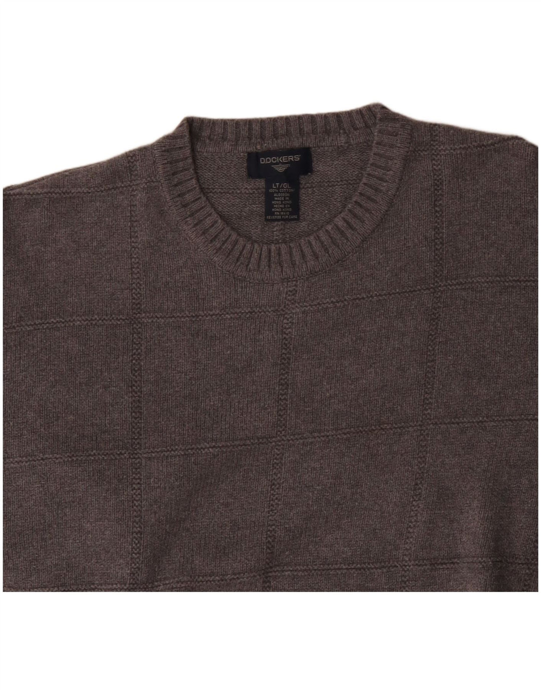 Dockers Herre høje trøje med rund hals, stor grå ternet bomuld