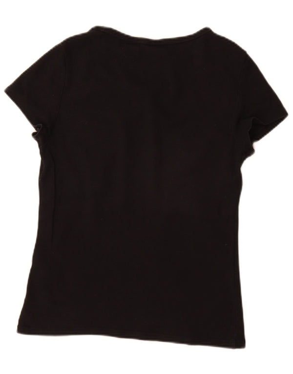 Levi's Dame T-Shirt Top UK 12 Medium Sort Bomuld