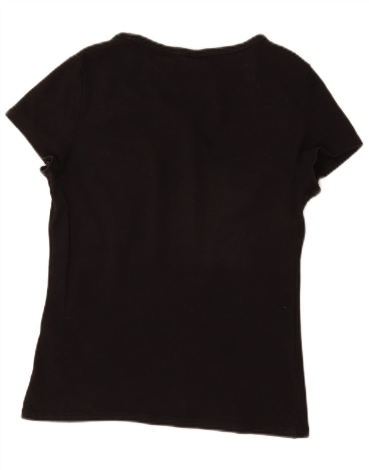 Levi's Dame T-Shirt Top UK 12 Medium Sort Bomuld
