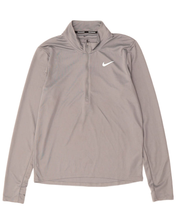 NIKE Herre Dri Fit Pullover med lynlås-hals Træningsdragt Top Lille grå polyester