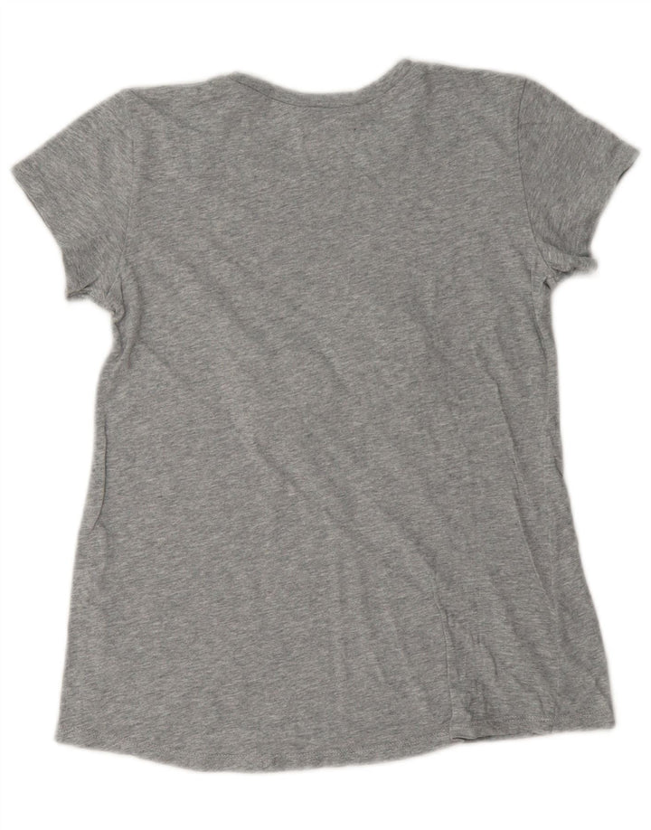 Benetton Dame Grafisk T-Shirt Top UK 12 Medium Grå
