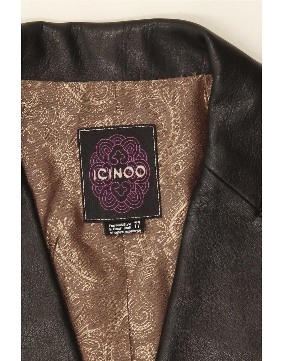 Icinoo Dame 1 Knap Læder Blazer Jacket UK 10 Lille Sort