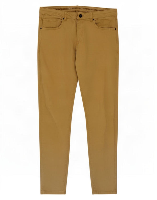Zara Herre Slim Casual Bukser EU 44 Large W34 L30 Beige Bomuld