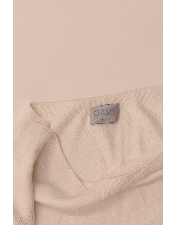 Oasis Womens Crop Bluse Top UK 10 Small White Viscose