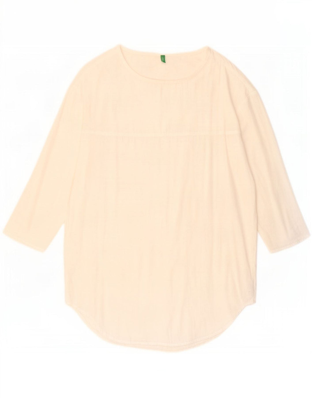 Benetton Dame 3/4 ærmet Tunika Top UK 14 Medium White Viscose