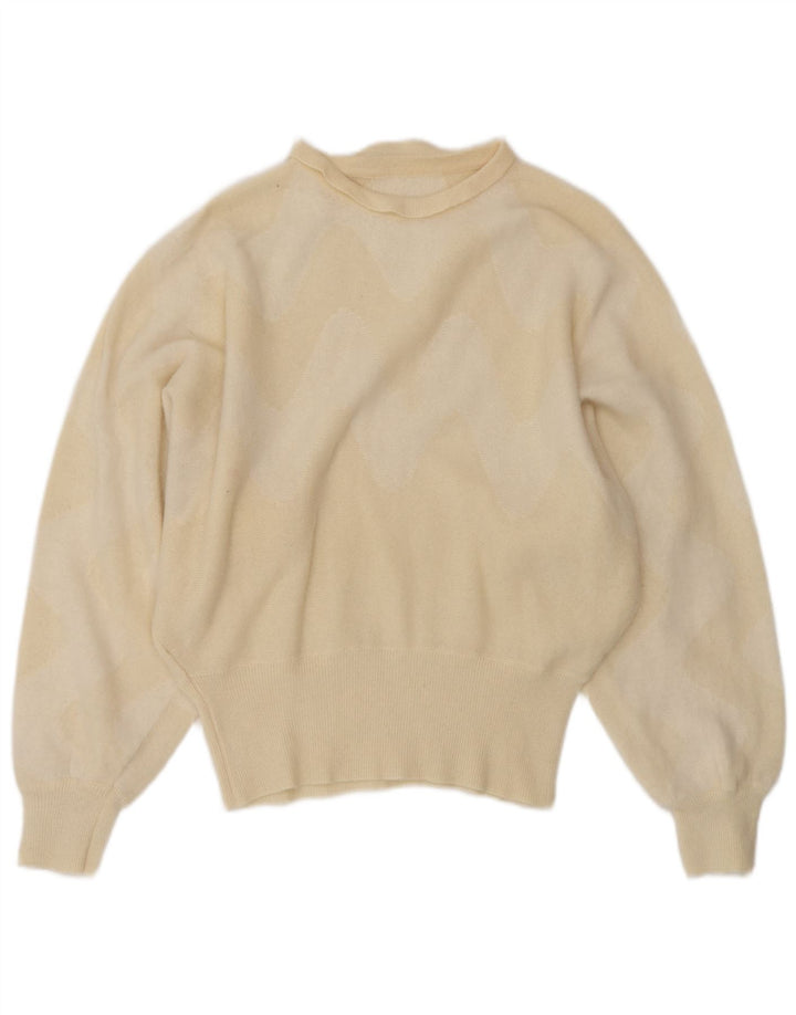 Vintage Dame Boat Neck Jumper Sweater UK 14 Medium Beige