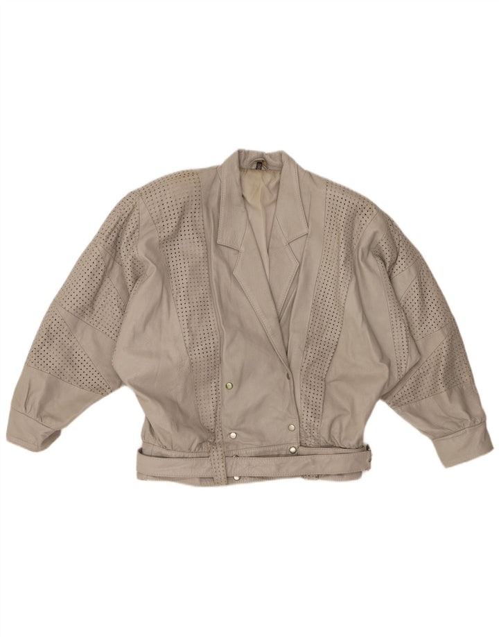 GABRIELLA BENELLI Oversized jakke til kvinder EU 36 lille gråt læder